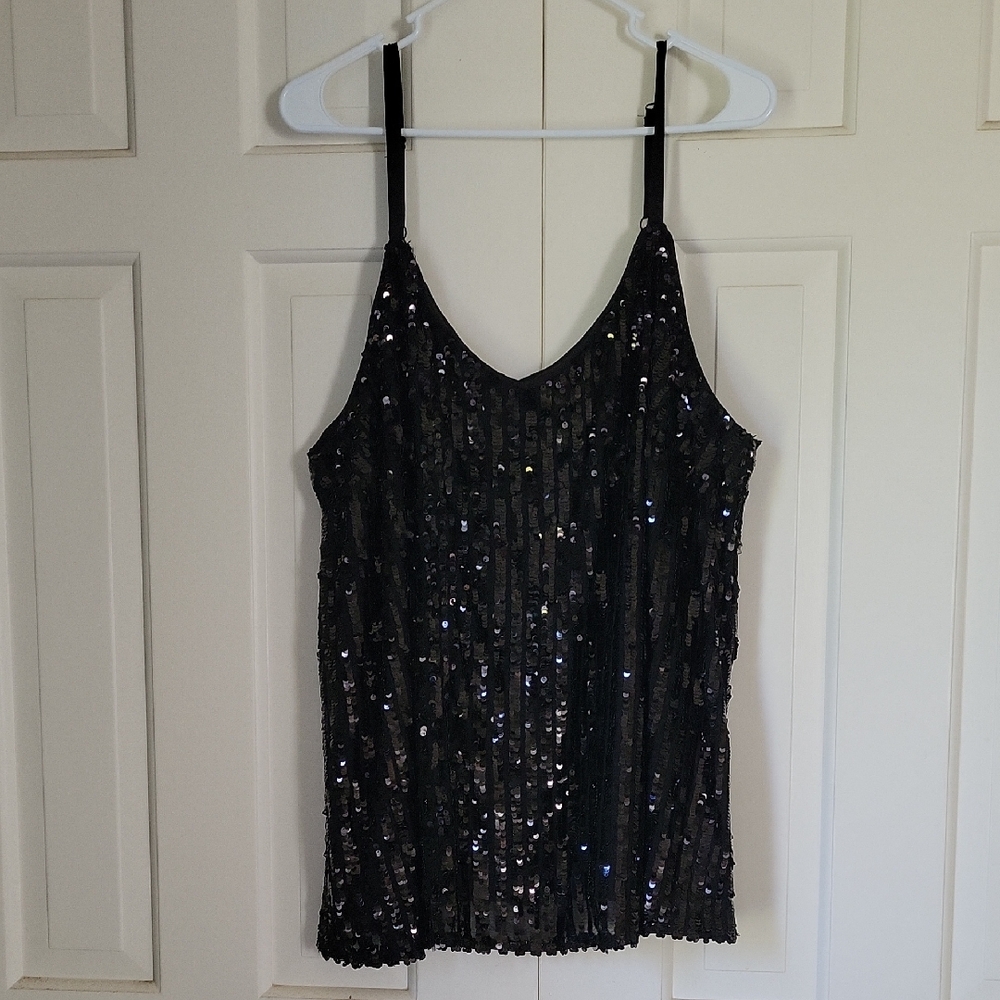 Torrid Sophie Black Sequin Swing Tank Sz 2